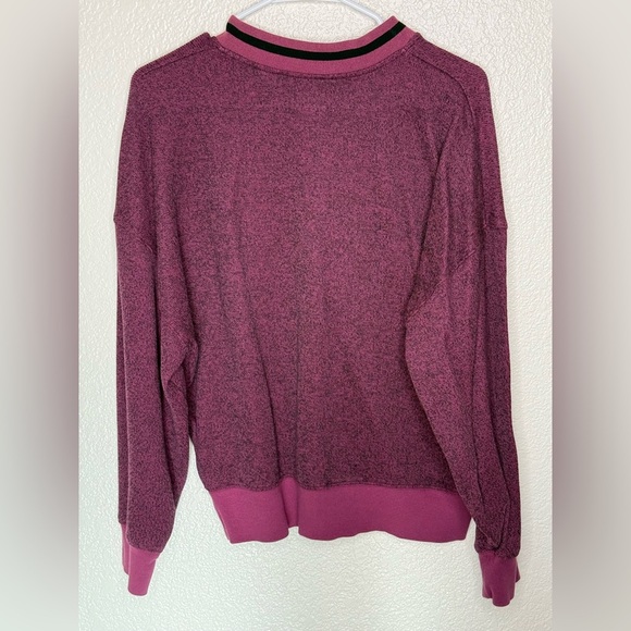 BDG Women’s Cameron Henley Striped Knitwear Pullover Size Small Purple/Black - Picture 5 of 6